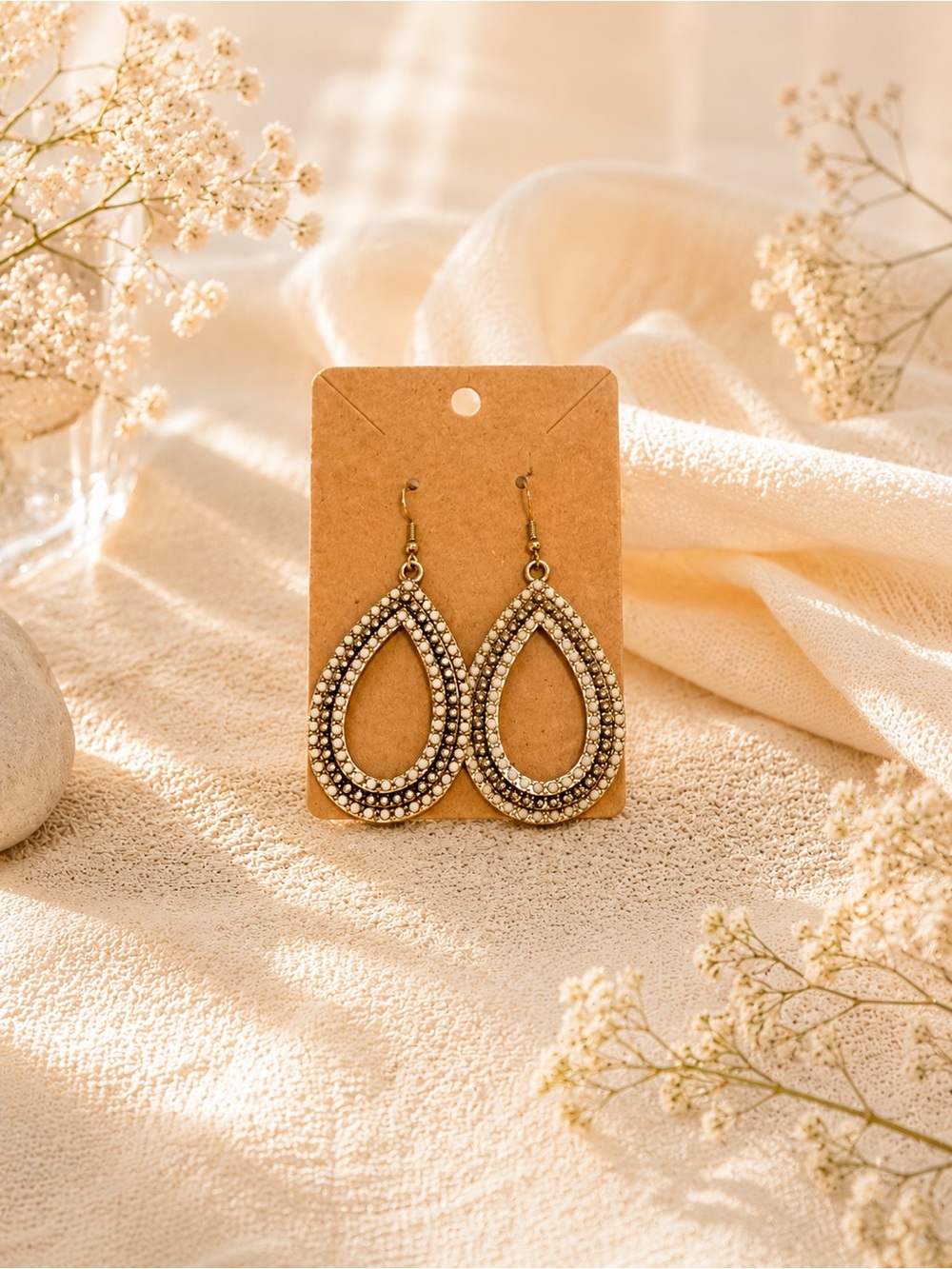 Elegant Silver Teardrop Crystal/Gray Dangle Earrings -Women Fashion Jewelry NWOT